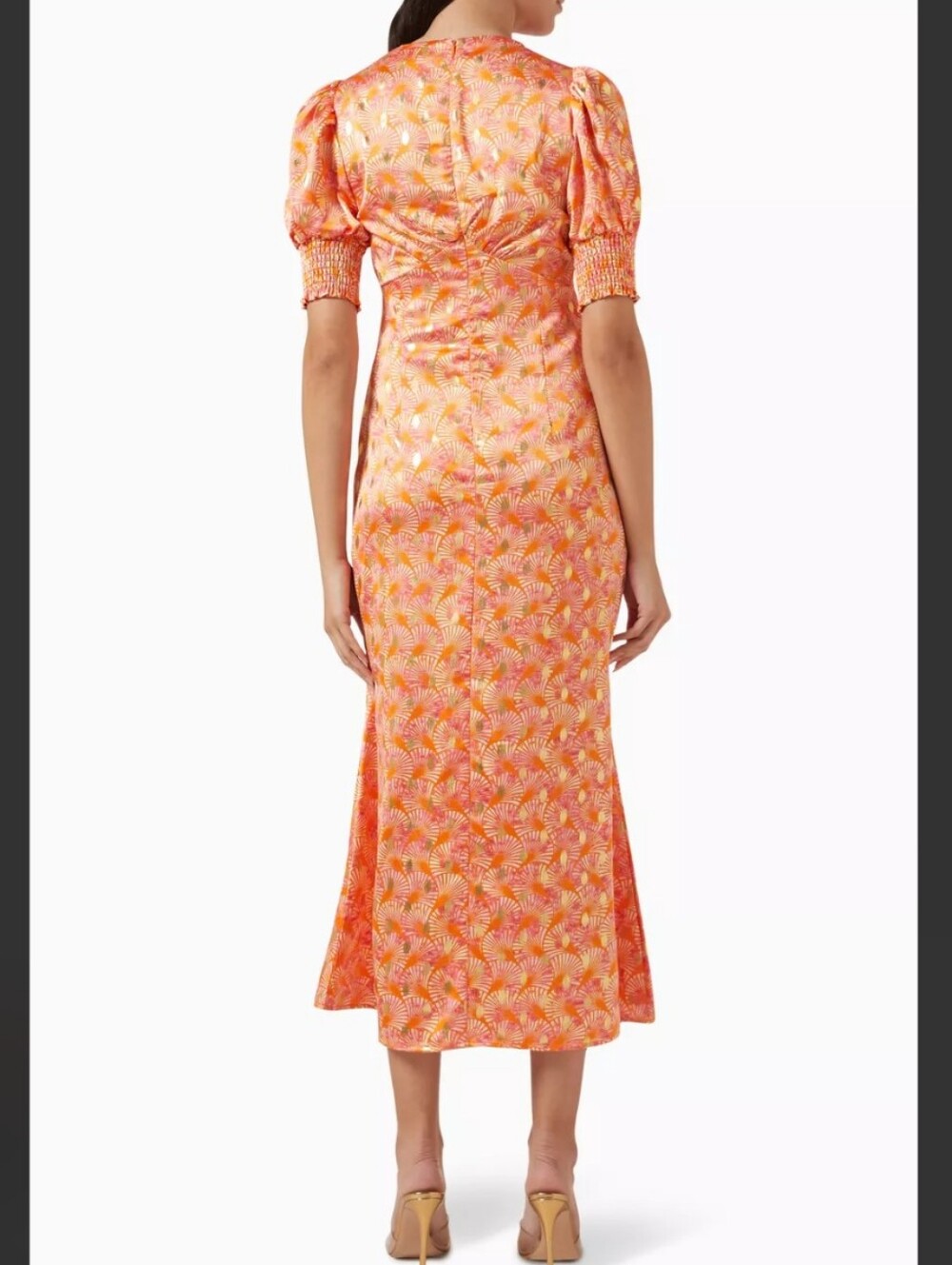 Never Fully Dressed Orange Gold Shell May Midi Dress - Picture 4 of 6